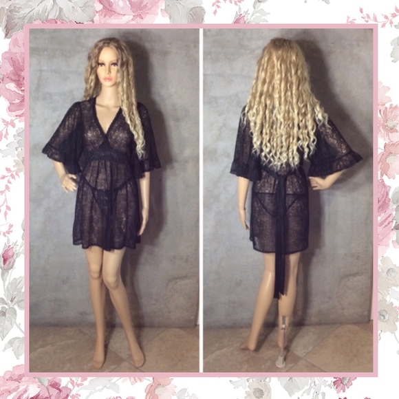 Betsey Johnson Dresses & Skirts - 🎀BLACK SHEER LACE BELL SLEEVE MINI DRESS BOHO LUV
